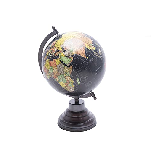 Globo Decorativo de Plástico com Base de Ferro Lyor Preto 20.3 cm