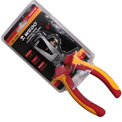 Wedo Insulated Wire Stripping Pliers, Vde 1000V Wire Strippers Injection Pliers With Chrome Vanadium Steel Body And Dual Material Anti-Slip Handles, Jaw Hardness Hrc58-63, 170Mm #TOP5