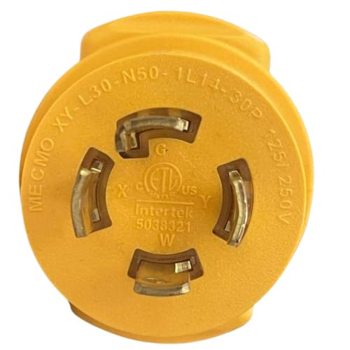 MECMO NEMA L14-30P to 14-50R RV Generator Adapter, 30 Amp to 50 Amp Twist Locking Generator 4 Prong...