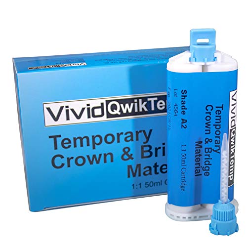 Vivid Qwiktemp - Long Term Provisional Temporary Crown And Bridge Material - A2 1:1 Cartridge 76Gm With Mix Tips #TOP24
