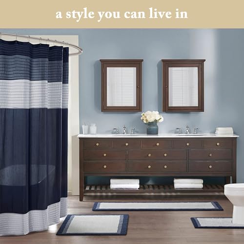 Image of Madison Park Amherst Fabric Yellow Shower Curtain, Pieced Transitional Simple Shower Curtains for Bathroom, 72 X 72, Clear Lemon