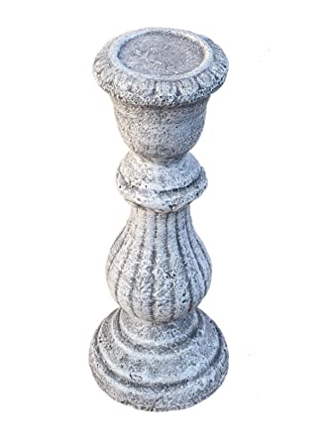 stoneandstyle Candelabro de piedra fundido macizo, resistente a las heladas.