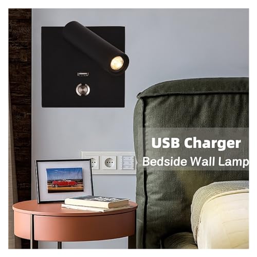 Aplique de pared LED de 3W cromado con cargador USB e interruptor 2