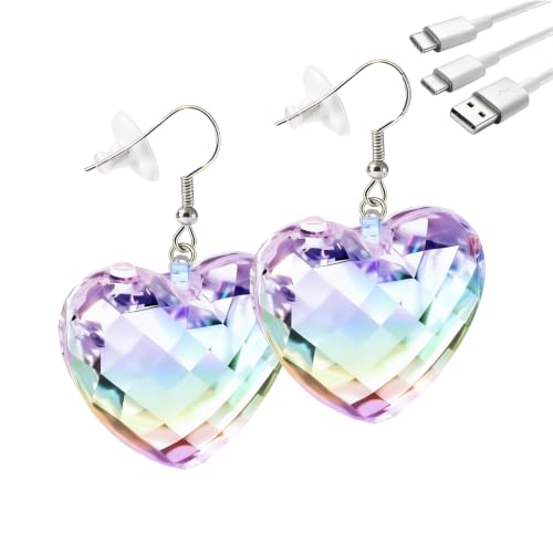 Image of Light Up LED Earrings for Women - USB Rechargeable, 16 Color Changing Flashing Ear Jewelry, Disco Party Rave Festival Dangling Earrings