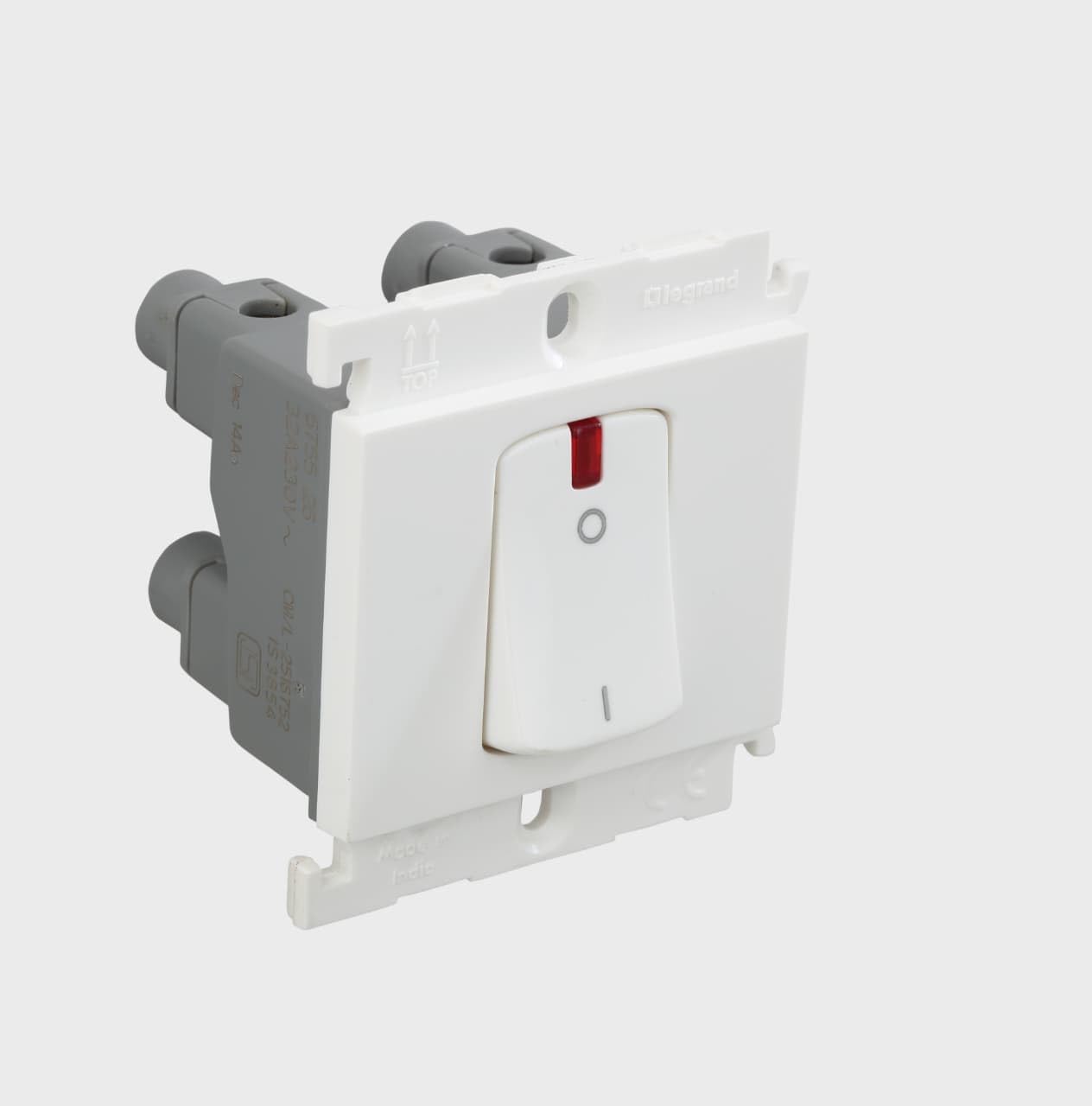 Legrand Mylinc Plastic 32A DP Indicator Switch (White), Push Button, 1_Way 1