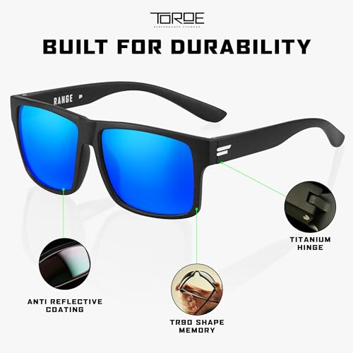 Image of TOROE Classic RANGE TR90 Frame Polarized Unbreakable Sunglasses with Hydrophobic Coated Polycarbonate AR Lenses