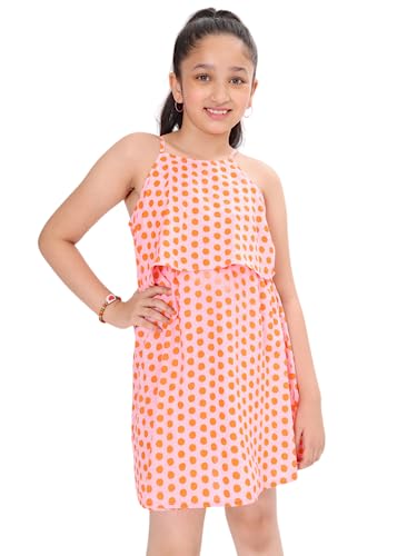 Image of BONKIDS Girl's Cotton Asymmetrical Knee-Length Dresses