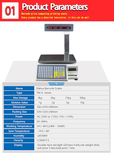 Báscula Comercial Digital con Impresora Térmica 15kg LCD miniatura 3