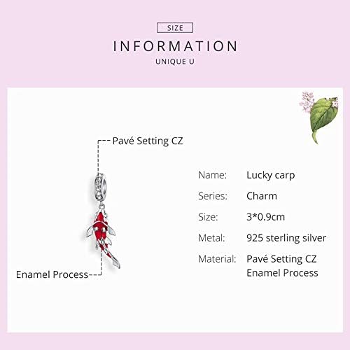 ToHa 925 Sterling Silver Carp Bead Charms,Good Luck Charms Cubic Zirconia Fish Animal Charm Koi Beaded Pendant for European Bracelet & Necklace,DIY Jewelry for Women - Image 7