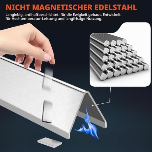 QuliMetal Aromaschienen aus Edelstahl für Weber Spirit 200 und Spirit II 200 Serie, 38,9 cm, Flavorizer Bars passend für E210 E220 S210 S215 mit Frontbedienung, Ersatz für Weber 7635