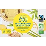 Monoprix Bio Infusion verveine citronnelle & Gingembre - La boite de 20 sachets de 30g