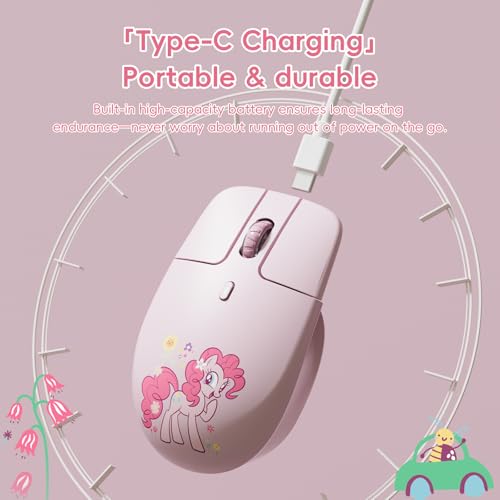 Image of My Little Pony Silent Wireless Mouse - M03 Innovative Floating Button Design, Quiet Clicks, 3 Adjustable DPI (800 /1600 /3200), Dual-Mode (2.4GHz /Bluetooth), Ergonomic for Mac /Windows (Pink)