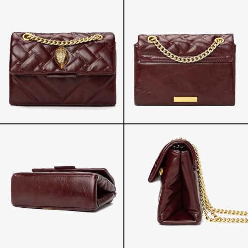 Image of Rejolly Rainbow Stripe Crossbody Shoulder Bag for Women Color Blocking PU Leather Colourful Purse with Chain Strap | PU Leather, with Chain Strap
