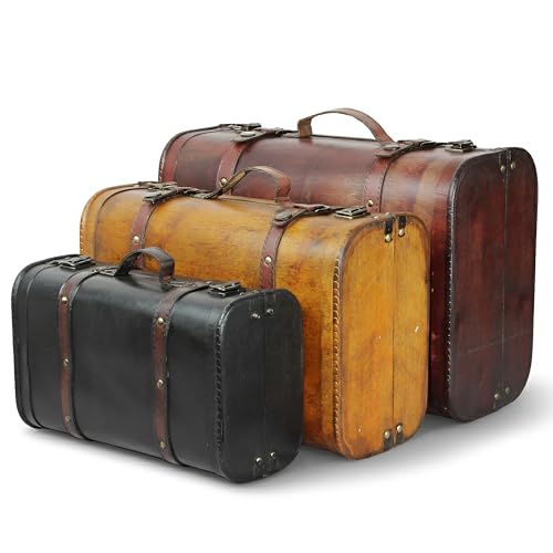 Vintiquewise(TM 3-Colored Vintage Style Luggage Suitcase/Trunk, Set of 3