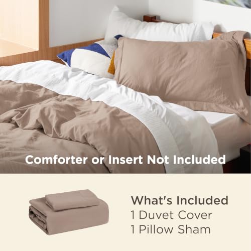 Image of Bedsure Prewashed Twin /Twin XL Duvet Cover, Cotton-Like Bedding Set, Khaki | Ultra Soft, Relaxed Texture, Twin XL Breathable Comfort, Hidden Zipper, 8 Corner Ties, Easy Care, OEKO-TEX, Year-Round Use