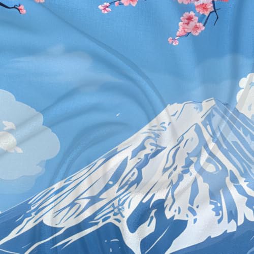 Japan Mount Fuji Cherry Flower Silk Feeling Scarf for Women 23.6 Inch Bandana Lightweight Breathable Square Neck Satin Scarfs Fashion Silk Like Head Scarf Neckerchief for Bag Hair Scarves Decor Gift3
