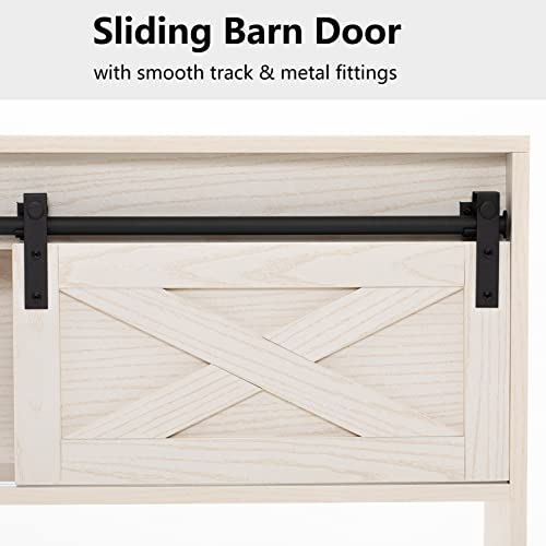 Sospiro Farmhouse Over The Toilet Storage With Sliding Barn Door, Freestanding Bathroom Organizer Over Toilet Storage Cabinet Shelf Space Saver Rack For Restroom, Laundry, White #TOP3