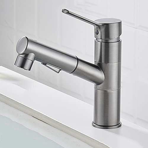 Robinet de lavabo de salle de bain pulvérisateur extractible pour rincer la vasque sans effort