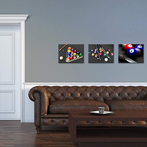 Nachic Wall 3 Pieces Canvas Wall Art Billiard Balls In Black And White Pool Table Pictures Leisure Sport Poster Canvas Print For Game Room Club Bar Bedroom Decor Stretched And Framed Ready To Hang #TOP3
