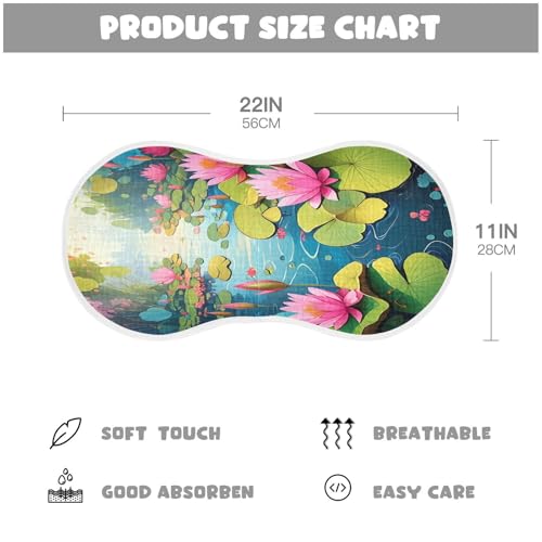 J JOYSAY Pond Lilies Blue Baby Burp Cloths for Boys Girls Large 22''x11'' Cotton 4 Layer Baby Spit Up Cloth for Infant Unisex one sizex42