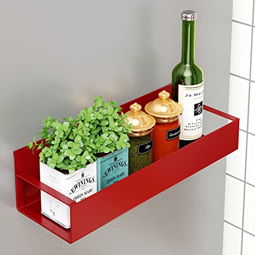 Image of OrganizeMee Movable Kitchen Organizer Storage Spice Magnetic Rack, Decorate Your Fridge,Washing Machine & Microwave Oven with Magnetic Metal Fridge Side Rack 1 Year Warranty: Red Set Of 3