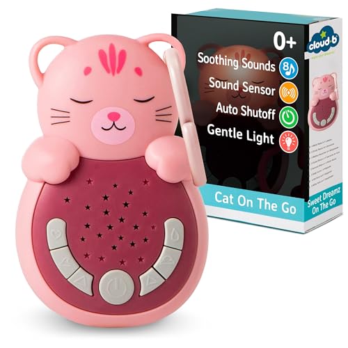 Image of Cloud b Travel Comforting Sound Machine w/Calming Light | 4 White Noise and 4 Lullabies | Re-Activating Smart Sensor | Sweet Dreamz On The Go™ - Cat