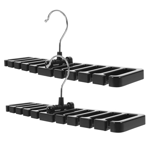 TOYZFRIENDY 2 Piezas Organizador de Cinturones y Pañuelos Negro Colgador Multiusos con Ranuras para Ordenar Bufandas Corbatas y Cinturones Diseño Compacto para Armario