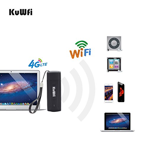 KuWFi 4G LTE WiFi dongle, 300Mbps Desbloqueado 4G LTE WiFi Modem Router WFi Hotspot com SIM., EU Ver