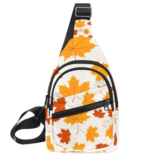 Sac à bandoulière imperméable homme aux motifs de feuilles d'automne et sangle ajustable