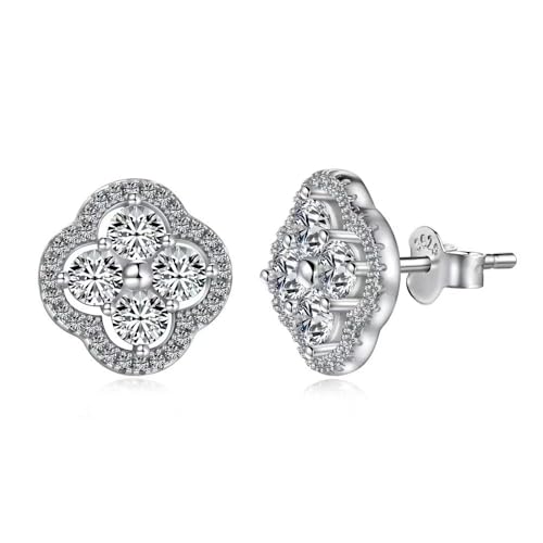 Boucles d'oreilles quatre feuilles en zircone 5A pour femme éclatante