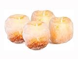 mockins 2.5 lbs 4 Pack Natural Himalayan Salt Tea Light Candles Holder | Great Room Decor