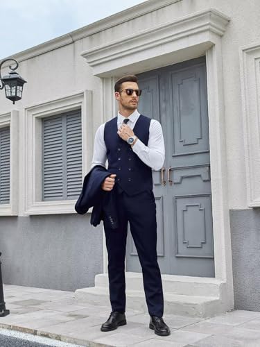 Men's Linen 3-Piece Suit 2025 Spring Summer Breathable Wedding Business Blazer Pant Set Lightweight Suit JLWX-012