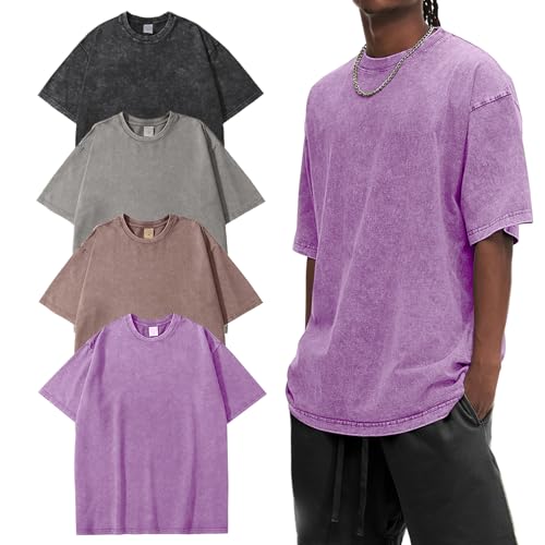 Image of Eiscntd Mens Oversized T-Shirts Heavyweight Cotton Vintage Unisex Baggy Tee