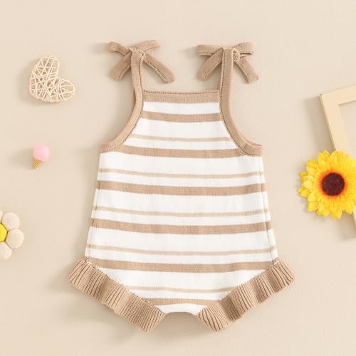 Newborn Baby Girl Knit Overall Sleeveless Strap Halter Sweater Romper One Piece Bodysuit Jumpsuit Summer Clothes3