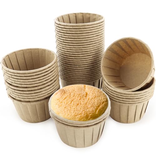 50 Pcs Cupcake Case Liners Wrappers Baking Natural Muffin Liners Paper Cups Baking Cups Food Grade & Grease-Proof Baking Cups Paper Paper Cupcake Liners