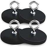 BOCHUANG 4個 超強力 マグネット 丸型 吊 ネオジム磁石 D43x6mm 傷防止ゴム付きィングマグネット M4 ネジ付きマグネット 強力磁石 穴付きマグネット平 超強力 ネオジム磁石 ねじ込み用マグネット 大き ポットマグネット LED作業灯、カメラ、車用