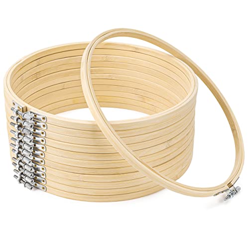 GIEMSON Embroidery Hoop 10 Inch 12 Pieces Large Embroidery Hoops Bamboo Circle Cross Stitch Hoop for Embroidery Art Craft Sewing