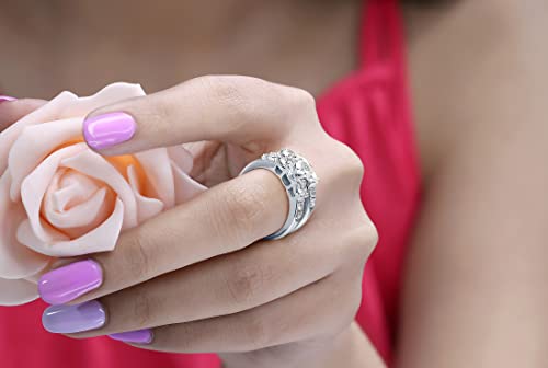 Dazzlingrock Collection 3.00 Cttw 10K Solid Gold Round White Cubic Zirconia Womens 3 Stone Bridal Engagement Ring Set2