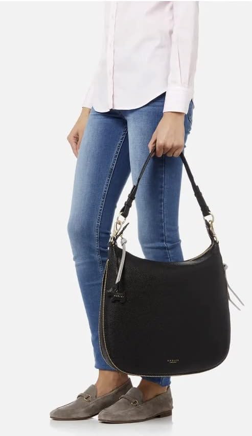 Vista 2 de Designer Radle Pudding Lane - Bolso de mano grande con cremallera para mujer, 100% piel suave, color negro, Negro