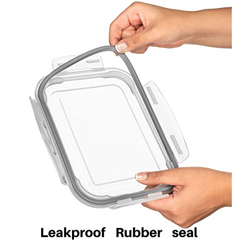 6.5 Cups/ 52 Oz 4 Piece (2 Containers +2 Lids) Glass Food Storage/Baking Container Set w/Locking Lid - For Storing & Serving BPA Free & Leak Proof - Microwave, Dishwasher, Fridge, Freezer n Oven Safe