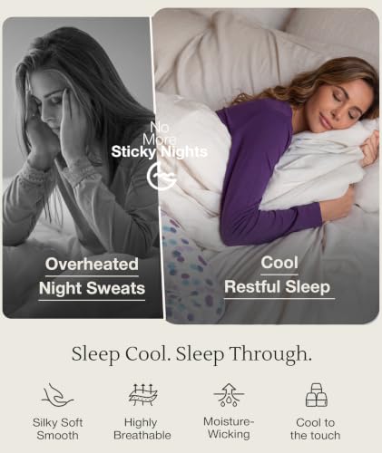 Image of GYS Bamboo Viscose Sleep Sets for Women Long Sleeve Crew Neck Pajama Sets with Pockets