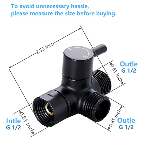 Little World Shower Arm Diverter Valve - 3 Way Shower Diverter Valve, G1/2 Solid Brass Shower Head Valve Diverter For Universal Hand Held Showerhead And Fixed Spray Head Shower System (Orb, Black) #TOP1