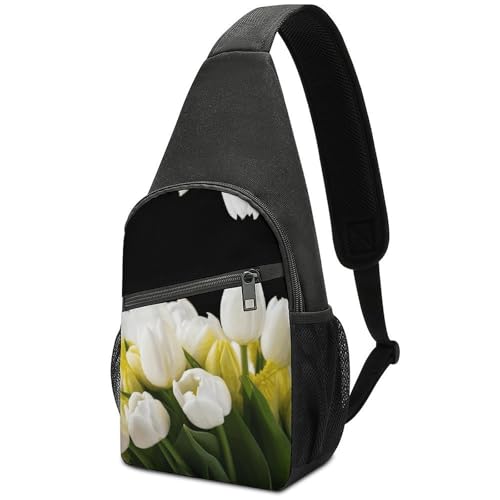 Mochila deportiva tipo sling con capacidad grande y diseño floral