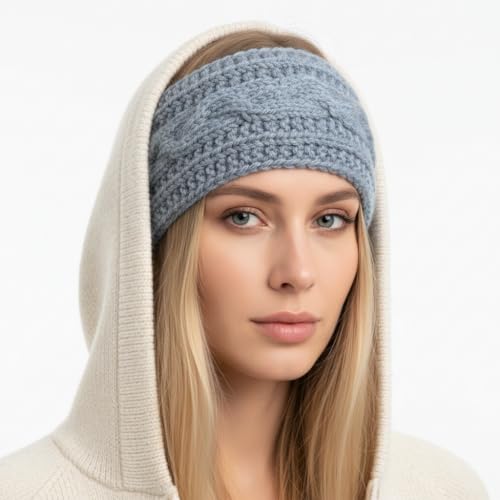 Handmade Woolen Headband for Women – Handknitted, Soft Stretch Fit, Stylish Hairband (1, Grey) Handmade Woolen Headband for Women – Handknitted, Soft Stretch Fit, Stylish Hairband (1, Grey)