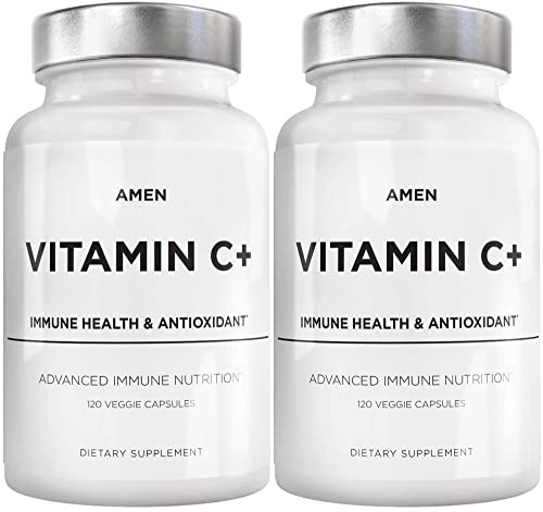 Amen Vitamin C+ Supplement With Zinc, Bioflavonoids, Quercetin, Rose Hips, Elderberry – Vegan, Non-Gmo – 2 Months Supply - 2 Pack #TOP10
