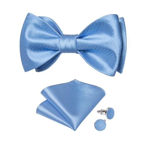 Image of DiBanGu Mens Silk Self Bow Tie Set 4PCS for Tuxedo Wedding
