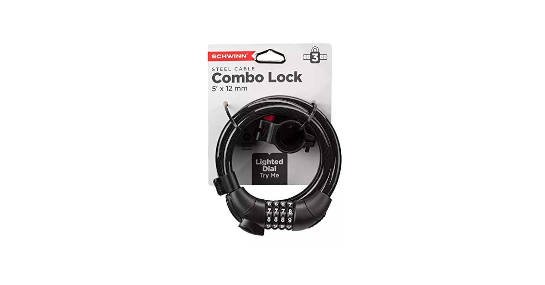 Amazon.com : Schwinn SW78502-3 Combo Lock with Light, 12mm