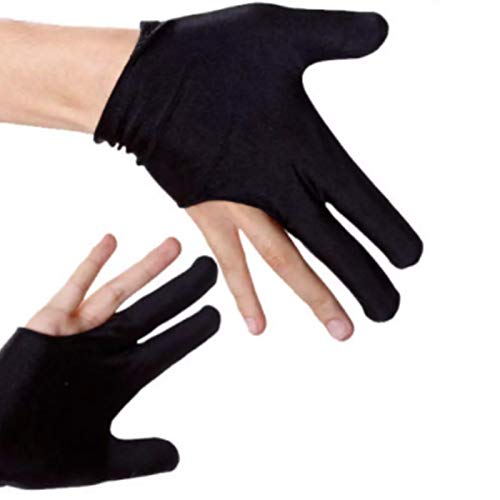 DAZAIGE 10 Pieces Nylon Billiard Gloves Universal Left & Right Hand Open Three Finger Cue Billiard Pool Shooters Gloves One Size for Women & Men Indoor Game Kit Billiard Accessories, Black - Thumbnail 3