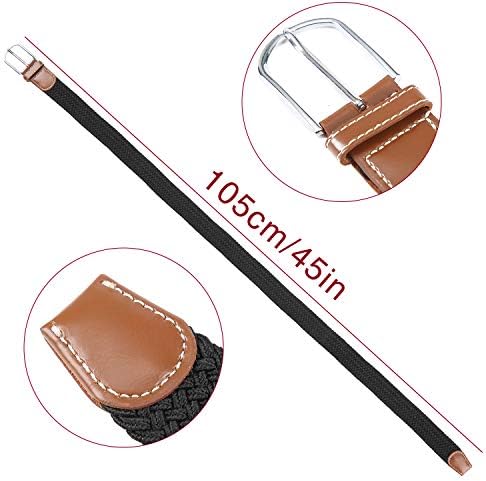 Men's Belts Stretch Woven Belts Vintage Casual Woven Belts for Men and Women Multicolor Woven Stretch Belts(Beige&Blue&White)