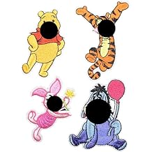 Winnie Cartoon Pooh Bear and Friends Characters Set of 4 Embroidered Patches
